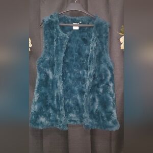 DYLAN SZ LG Winter Green Faux Fur Vest